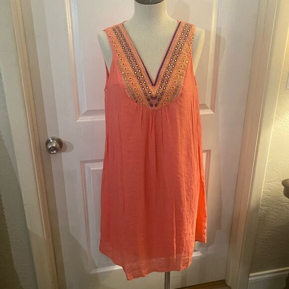 Luxology Gauze Dress Embroidered Sz M - Picture 4 of 7